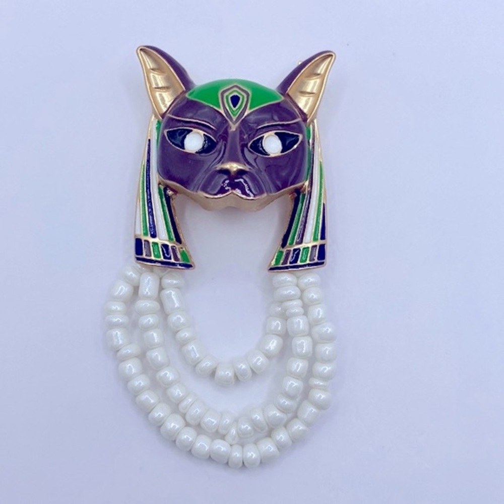 Egyptian Revival Dog God Brooch